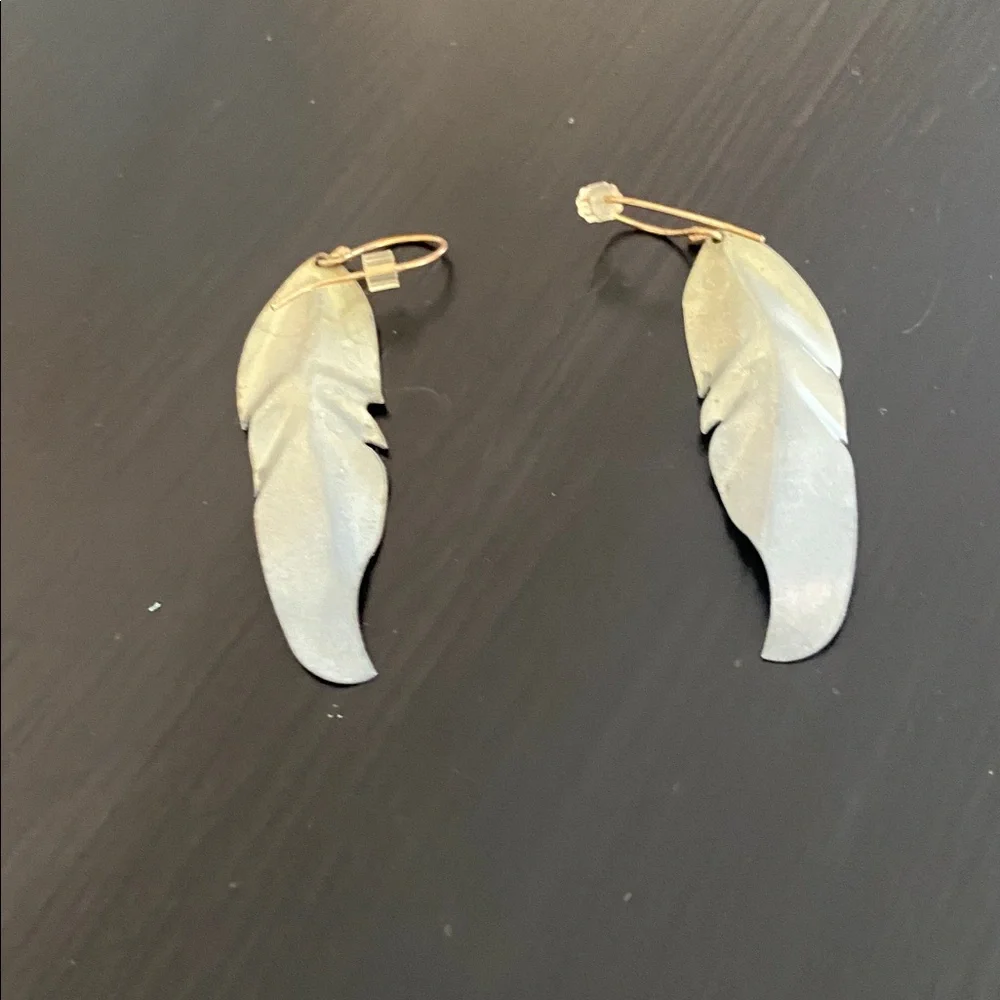 Feather Earrings - Drop earrings/ Iridescent Blue Green Gold, Sundance catalog - Picture 3 of 4